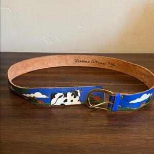 Diane Weiss handpainted & signed leather belt.  Cows lovers dream